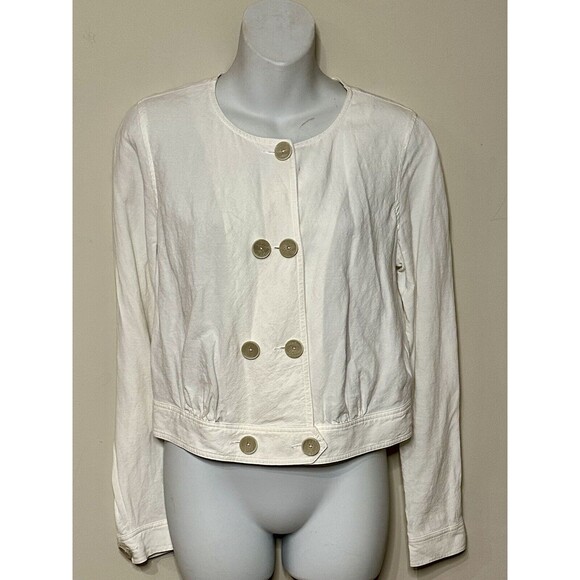 Cabi Piazza Jacket Linen Blend Double Breasted Button Down Cropped Size S EUC!!! - Picture 2 of 6